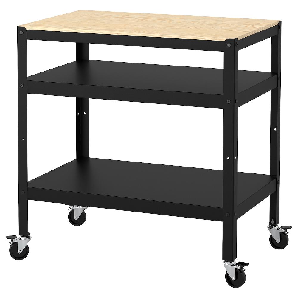 IKEA BROR Carrello Nero/compensato Di Pino 85x55 Cm