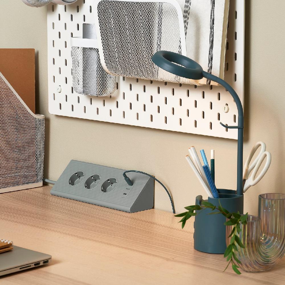 IKEA BRUNBÅGE Lampada Da Lavoro A LED Con Contenitore Intensità Luminosa Regolabile/turchese