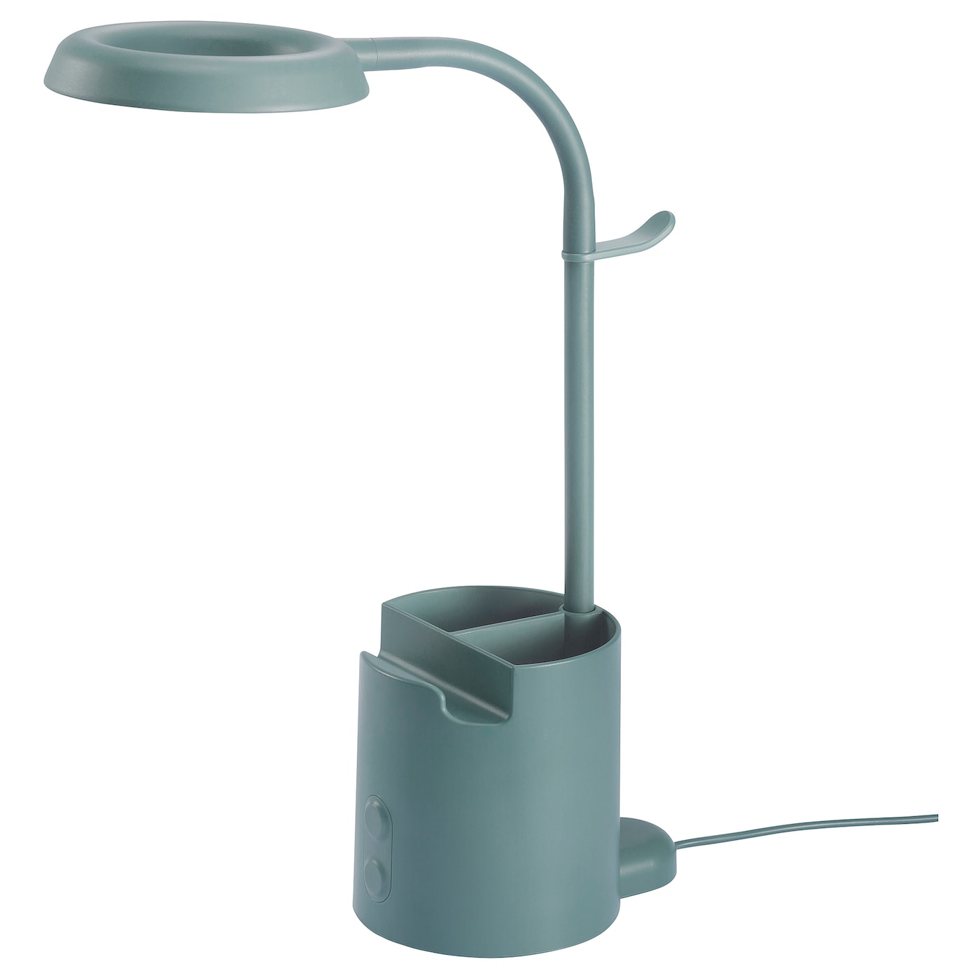 IKEA BRUNBÅGE Lampada da lavoro a LED con contenitore intensità luminosa regolabile/turchese
