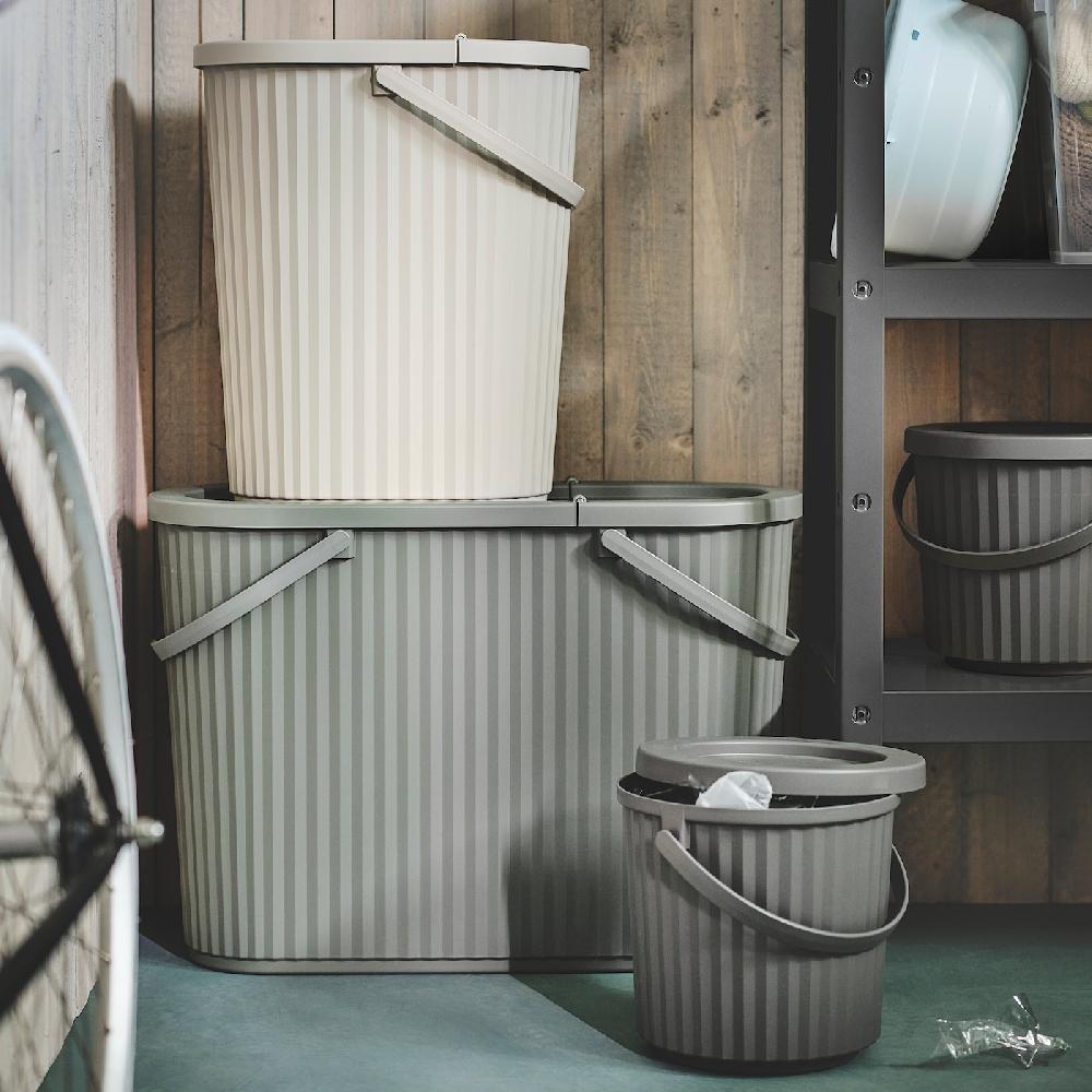 IKEA DAMMÄNG Secchio Con Coperchio Grigio-beige 26 L