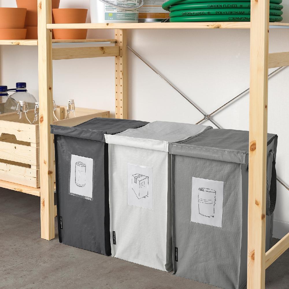IKEA DIMPA Borsa Per Raccolta Differenziata Bianco/grigio Scuro/grigio Chiaro 22x35x45 Cm/35 L