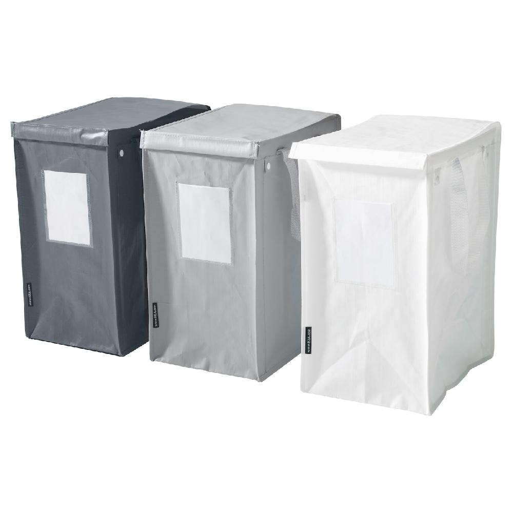 IKEA DIMPA Borsa per raccolta differenziata bianco/grigio scuro/grigio chiaro 22x35x45 cm/35 l