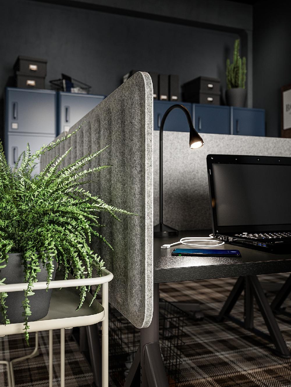 IKEA EILIF Schermo Divisorio Per Scrivania Grigio 160x48 Cm