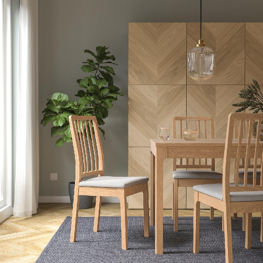 IKEA EKEDALEN Sedia Effetto Rovere/Orrsta Grigio Chiaro