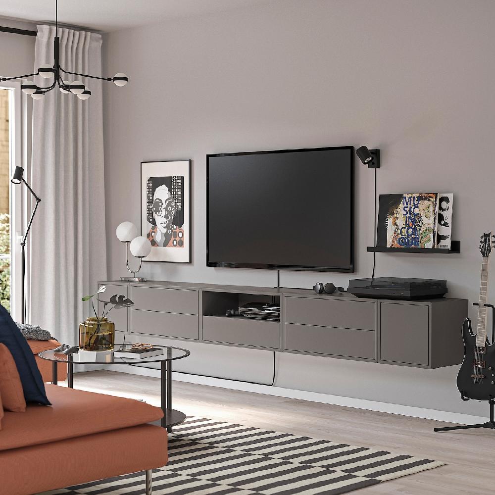 IKEA EKET Combinazione Audio/video Grigio Scuro/con Ante 280x35x35 Cm