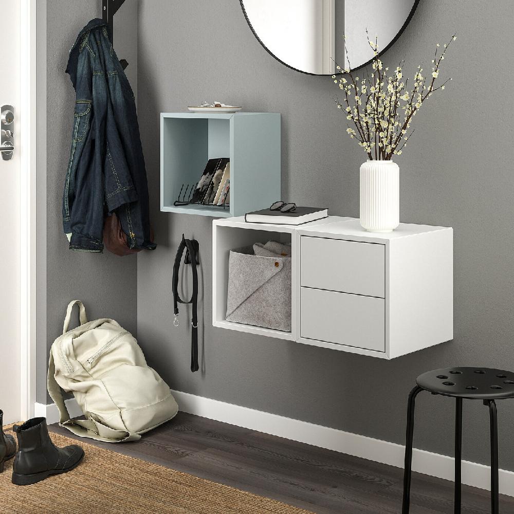 IKEA EKET Combinazione Di Mobili Da Parete Bianco/grigio-azzurro 105x35x70 Cm