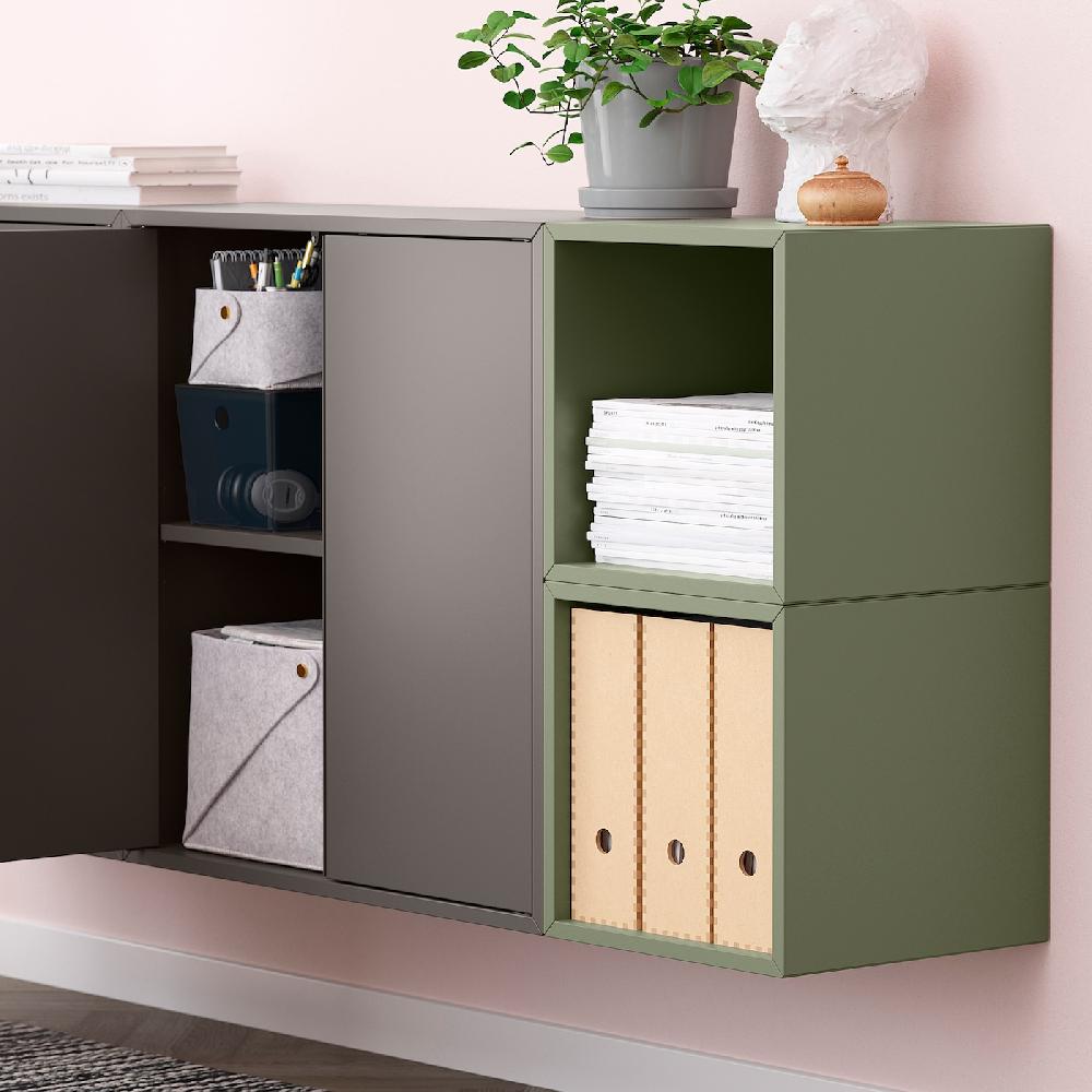 IKEA EKET Combinazione Di Mobili Da Parete Grigio Scuro/grigio-verde 175x35x70 Cm