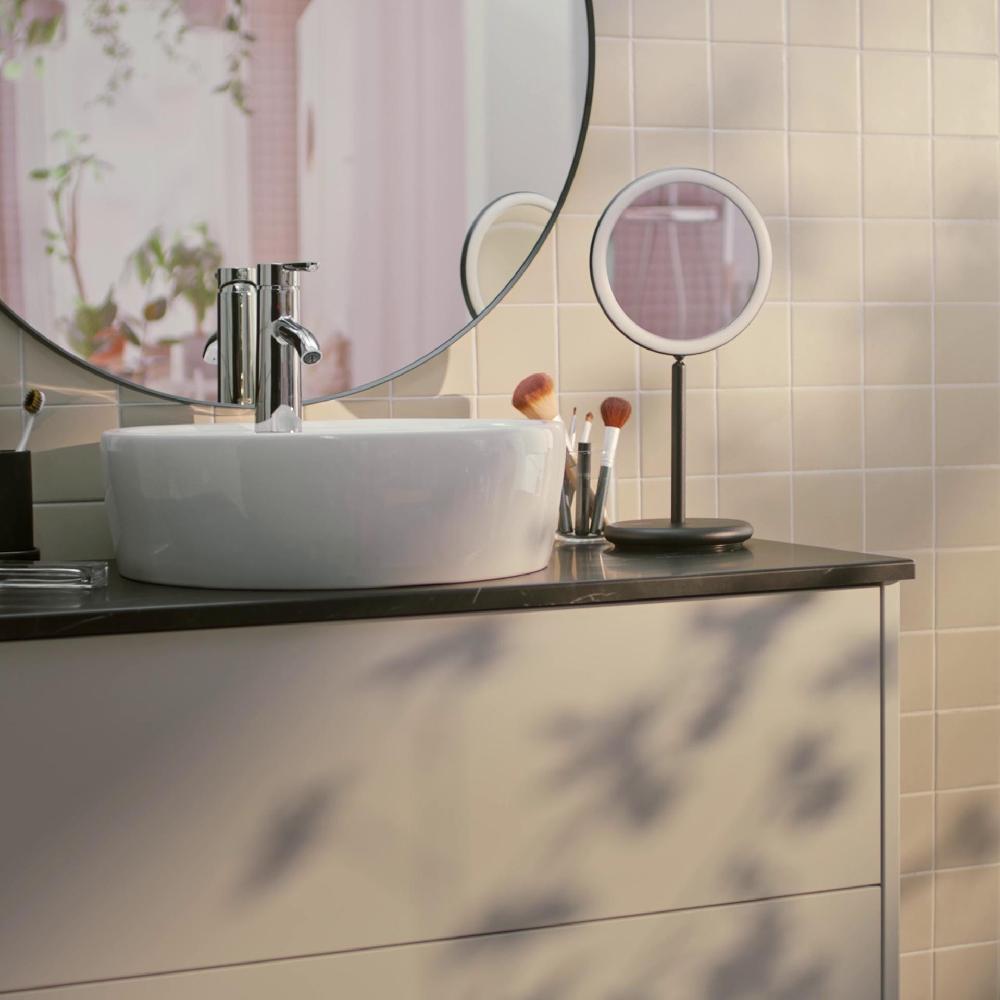 IKEA EKFÄNN Specchio Da Tavolo/luce Integrata Intensità Luminosa Regolabile/nero