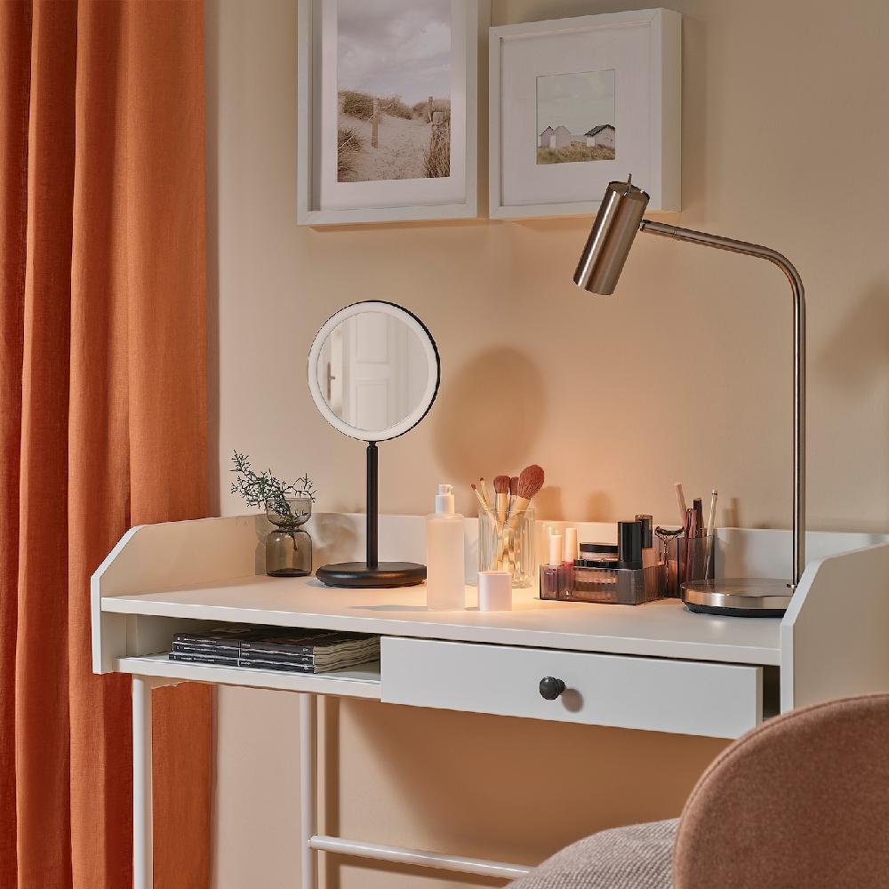 IKEA EKFÄNN Specchio Da Tavolo/luce Integrata Intensità Luminosa Regolabile/nero