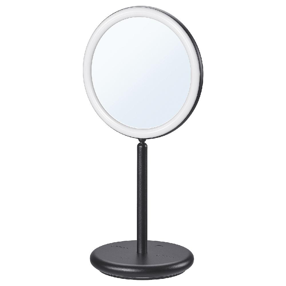 IKEA EKFÄNN Specchio da tavolo/luce integrata intensità luminosa regolabile/nero