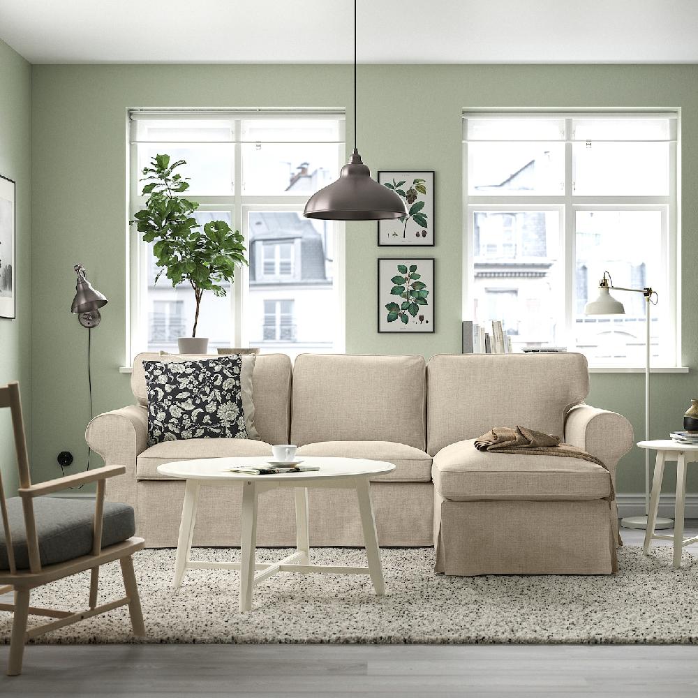 IKEA EKTORP Divano A 3 Posti Con Chaise-longue Kilanda Beige Chiaro