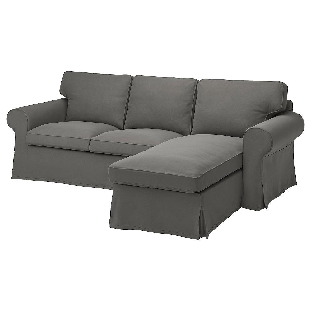 IKEA EKTORP Fodera divano 3 posti/chaise-longue Hakebo grigio scuro