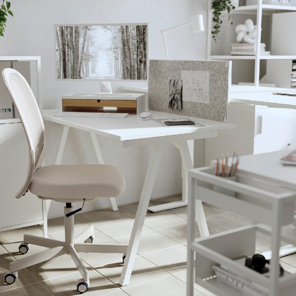 IKEA ELLOVEN Supporto Per Monitor Con Cassetto Bianco
