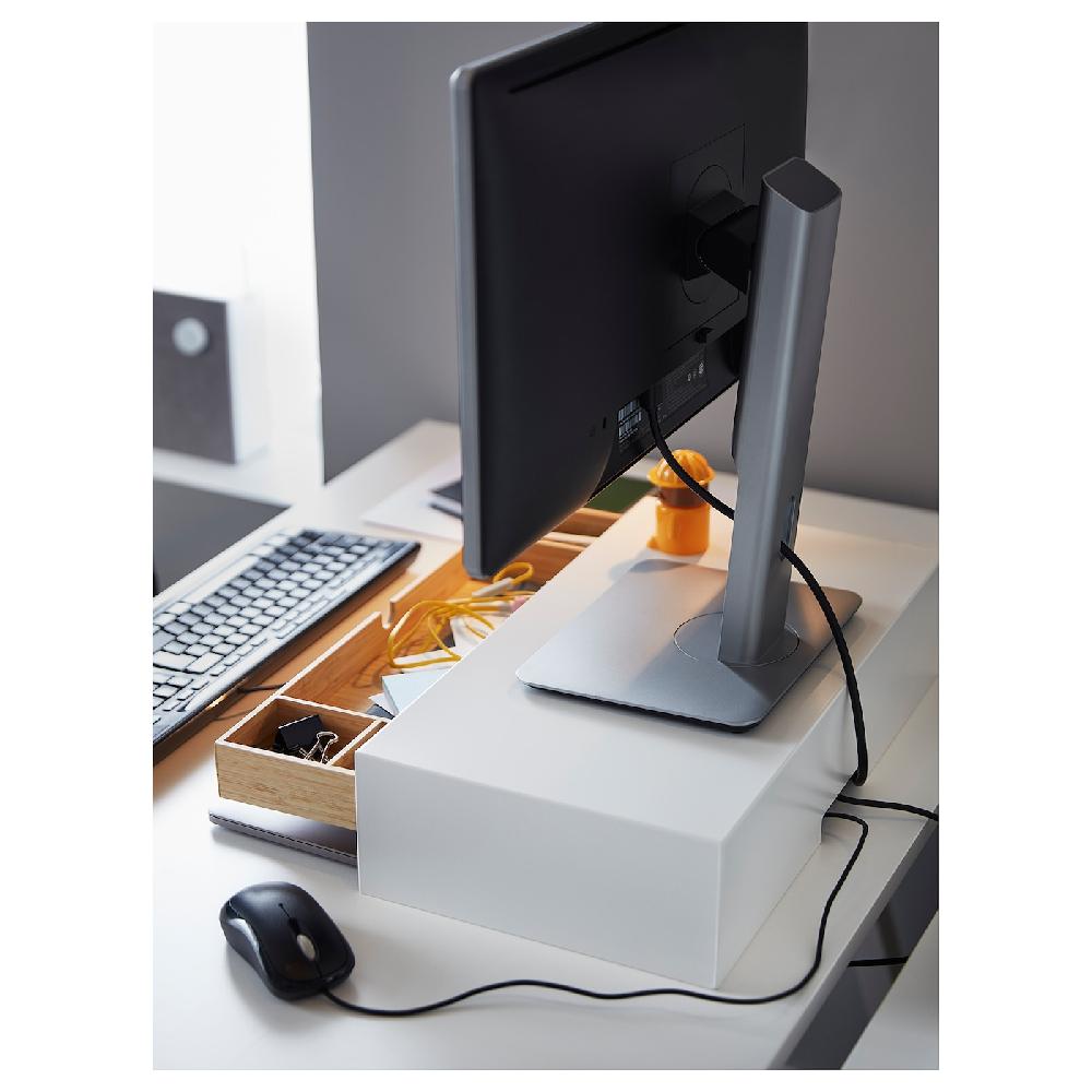 IKEA ELLOVEN Supporto Per Monitor Con Cassetto Bianco