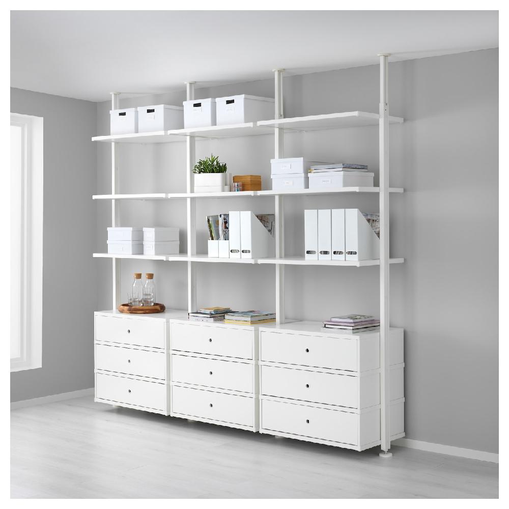 IKEA ELVARLI Combinazione A Giorno Bianco 258x51x222-350 Cm