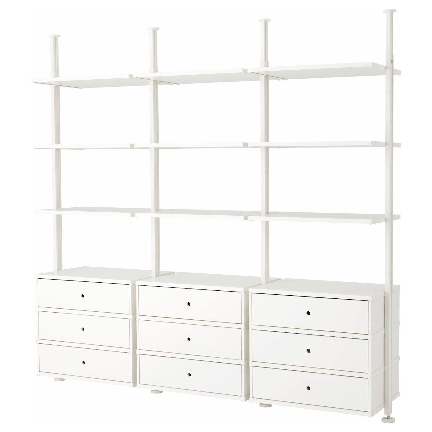 IKEA ELVARLI Combinazione a giorno bianco 258x51x222-350 cm