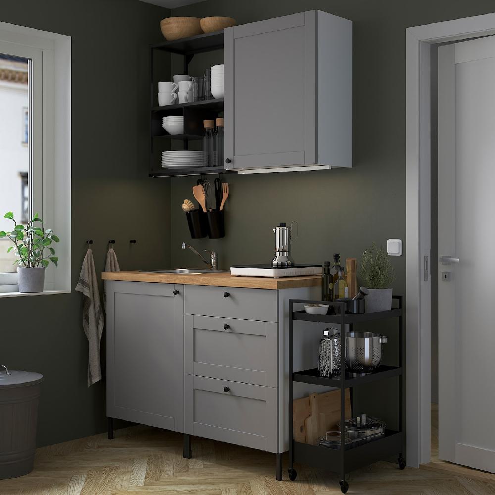 IKEA ENHET Cucina Antracite/grigio Cornice 123x63.5x222 Cm