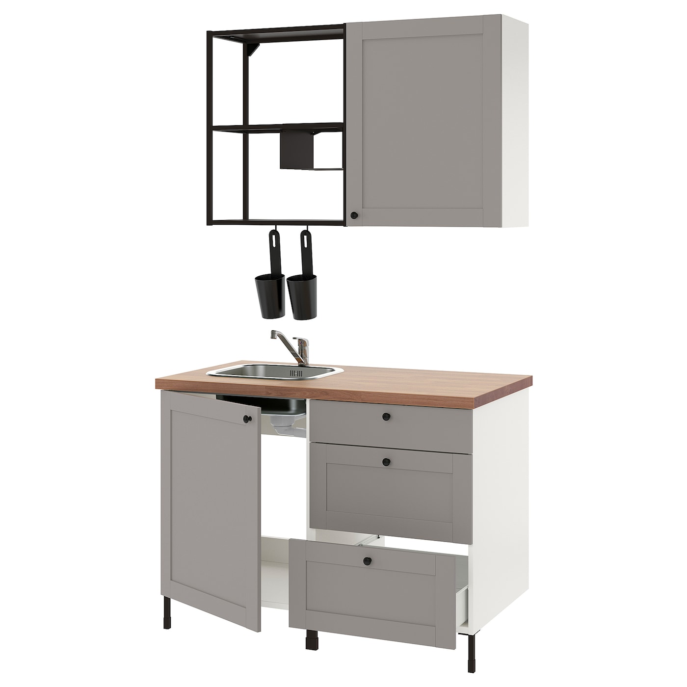 IKEA ENHET Cucina antracite/grigio cornice 123x63.5x222 cm
