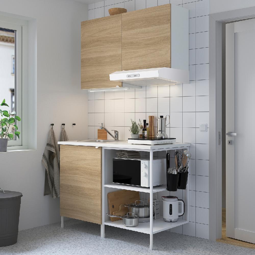 IKEA ENHET Cucina Bianco/effetto Rovere 123x63.5x222 Cm
