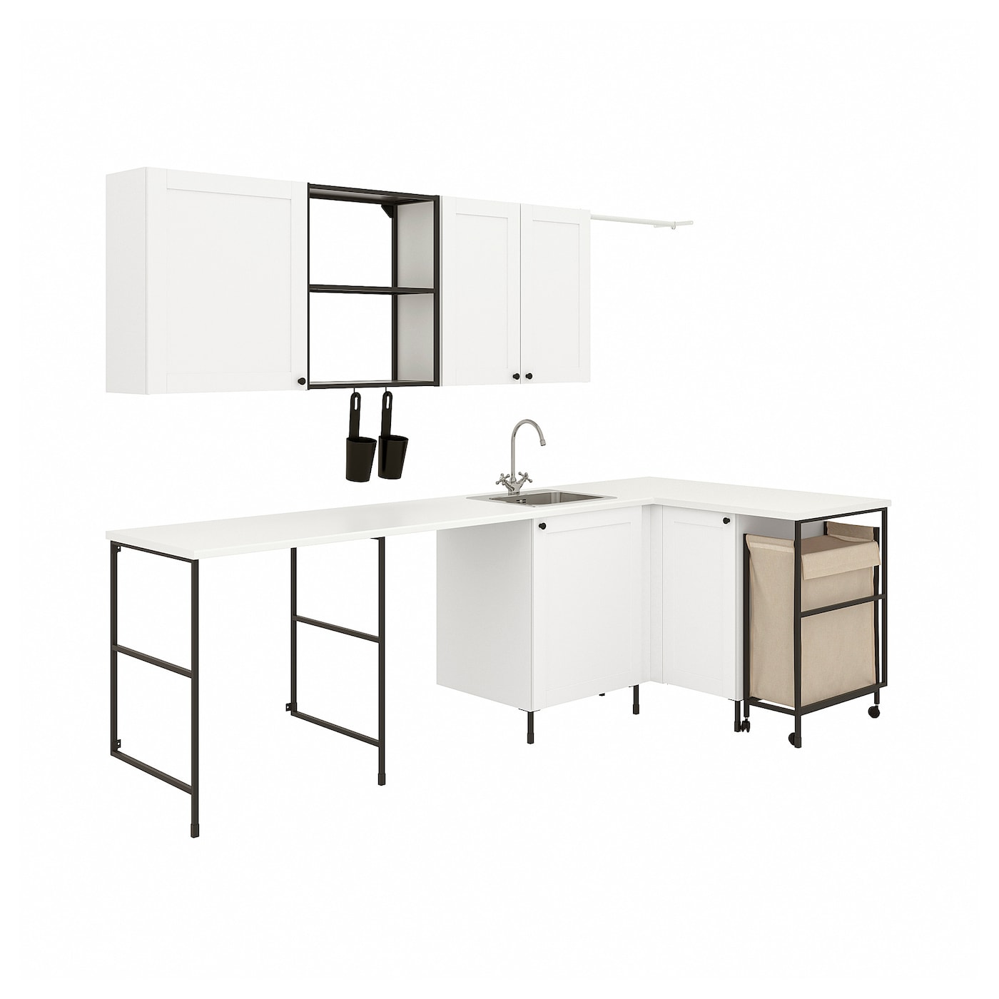IKEA ENHET Lavanderia antracite/struttura bianca 269.5x139x63.5 cm