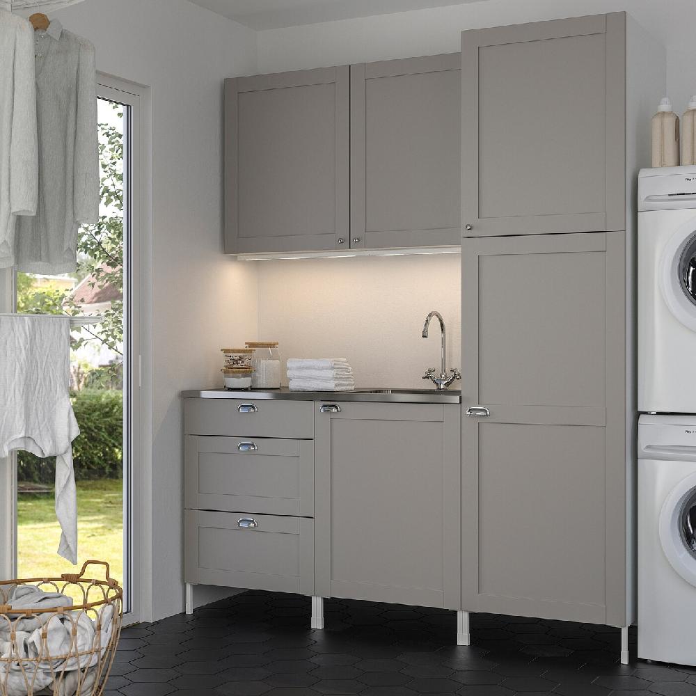 IKEA ENHET Lavanderia Bianco/grigio Cornice 183x63.5x222.5 Cm