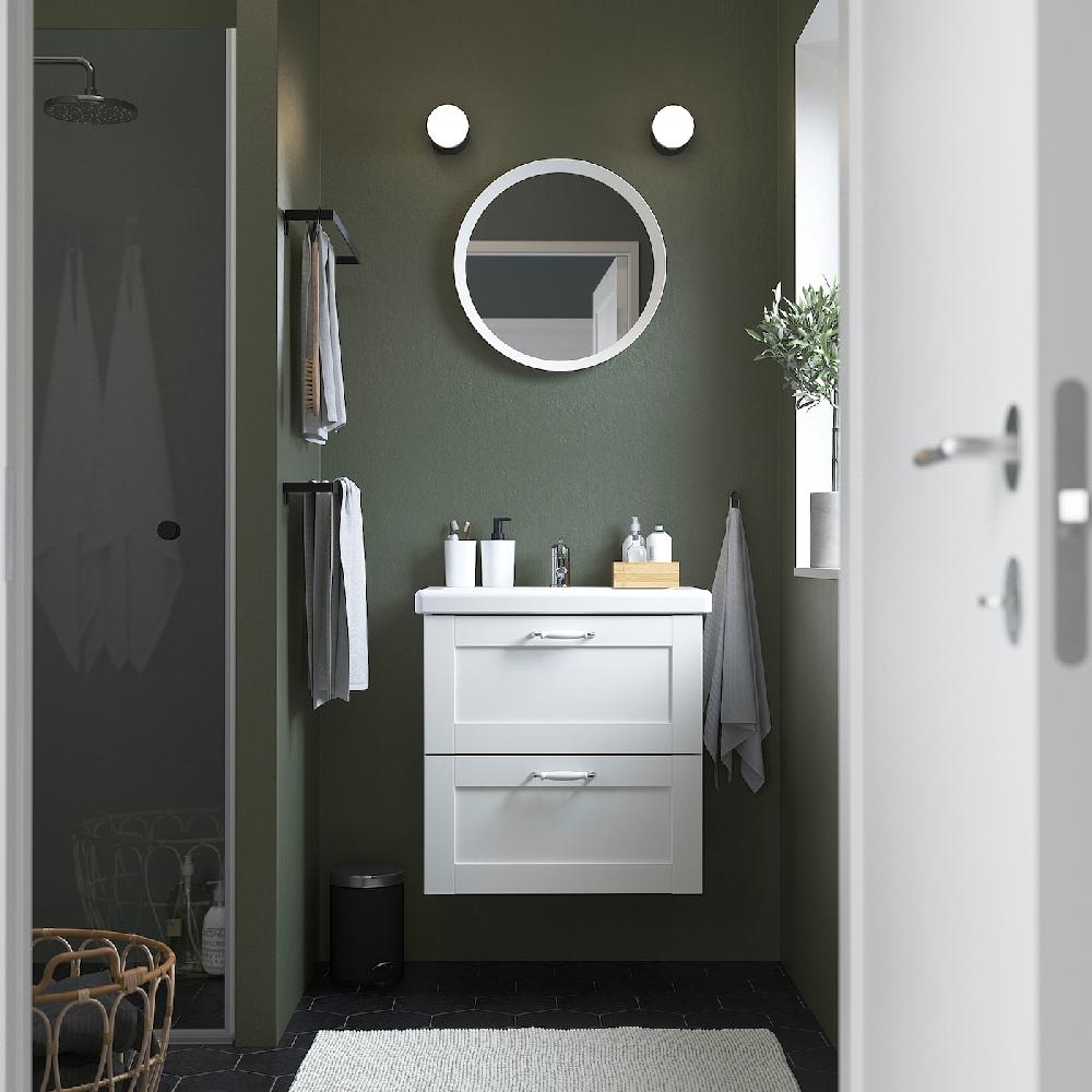 IKEA ENHET / TVÄLLEN Mobile Lavabo/cassetti/lavabo/misc Bianco/bianco Cornice 64x43x65 Cm