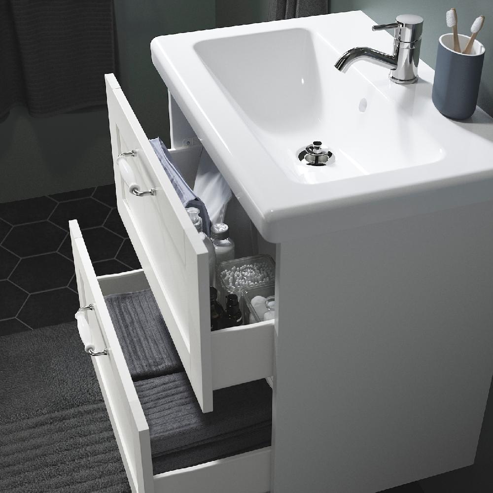 IKEA ENHET / TVÄLLEN Mobile Lavabo/cassetti/lavabo/misc Bianco/bianco Cornice 64x43x65 Cm