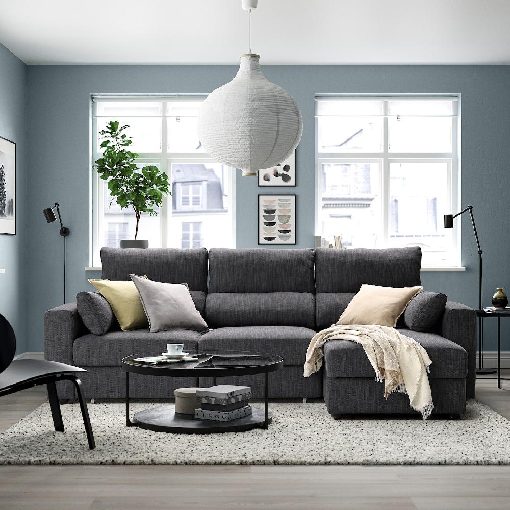 IKEA ESKILSTUNA Divano A 3 Posti Con Chaise-longue Hillared Antracite