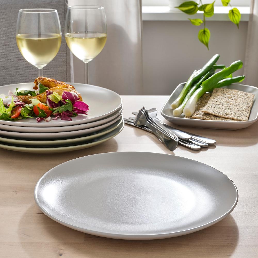 IKEA FÄRGKLAR Servizio 18 Pezzi Opaco Grigio Chiaro