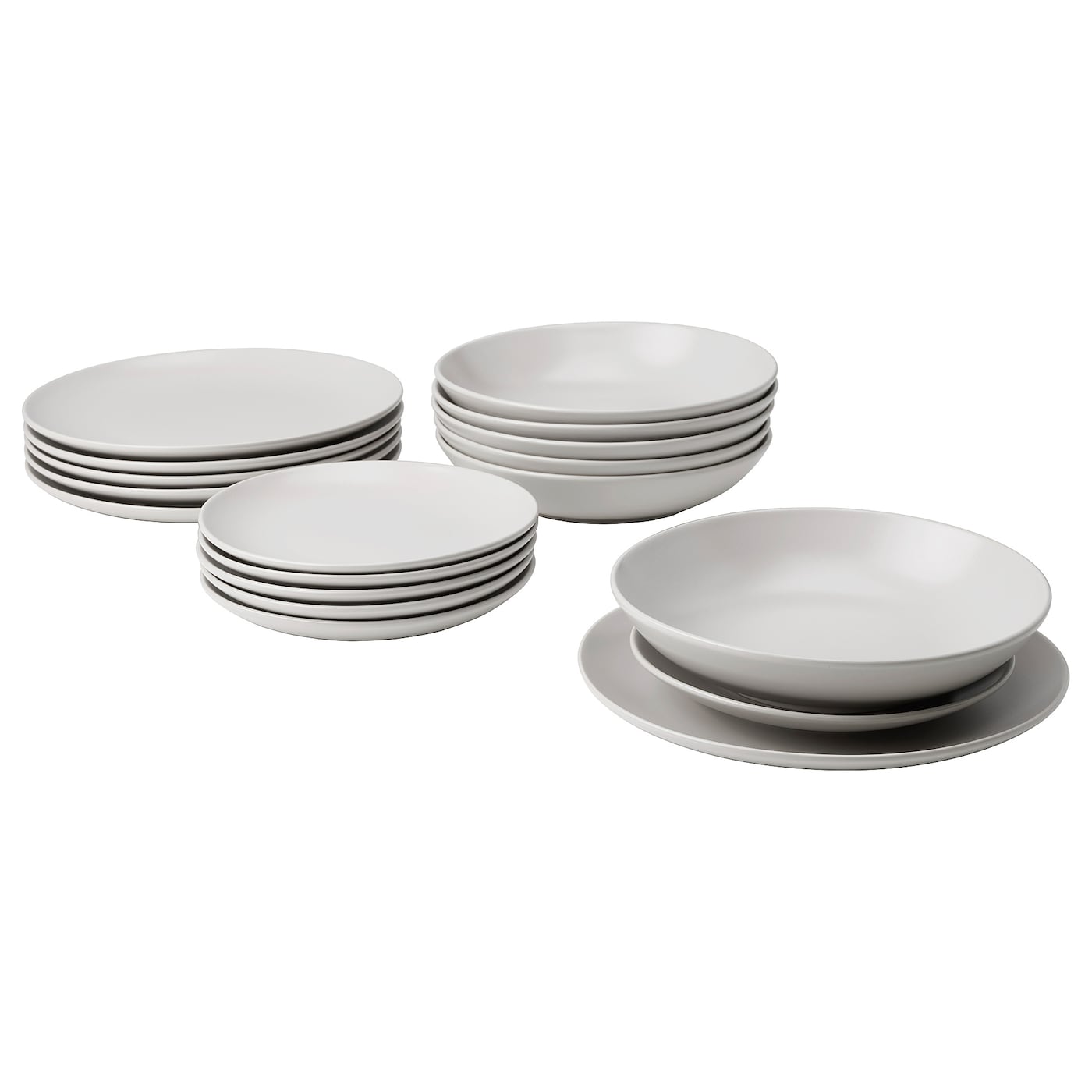 IKEA FÄRGKLAR Servizio 18 Pezzi Opaco Grigio Chiaro