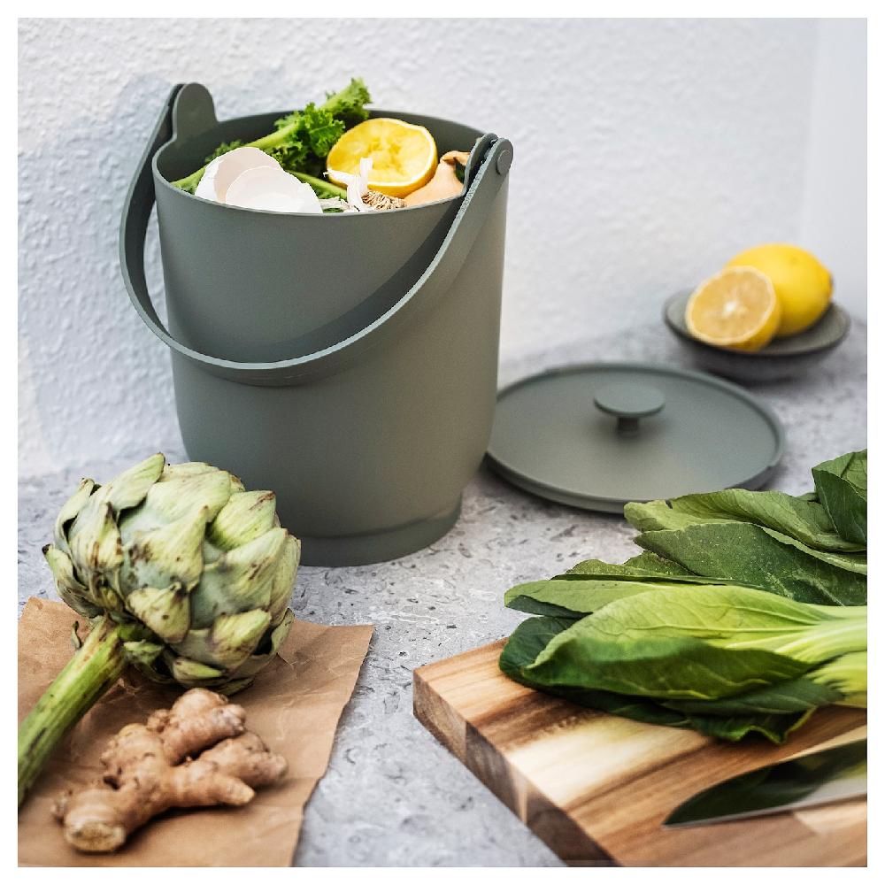 IKEA FARMARKVAST Secchio/coperchio Rifiuti Organici Grigio-verde 4 L