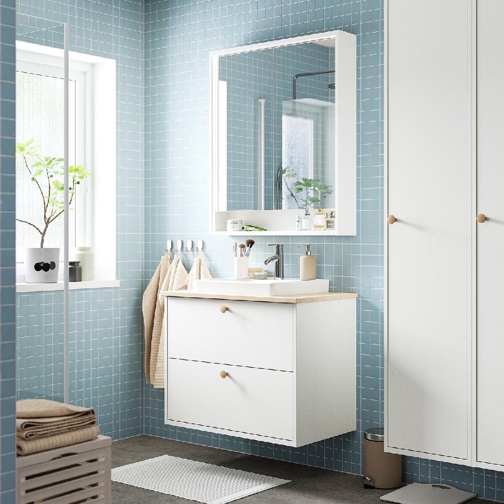 IKEA FAXÄLVEN Mobile Specchio/illuminaz Integrata Bianco 80x15x95 Cm