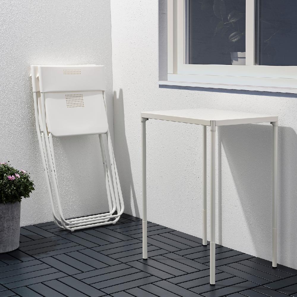 IKEA FEJAN Tavolo+2 Sedie Pieghevoli Giardino Bianco/bianco