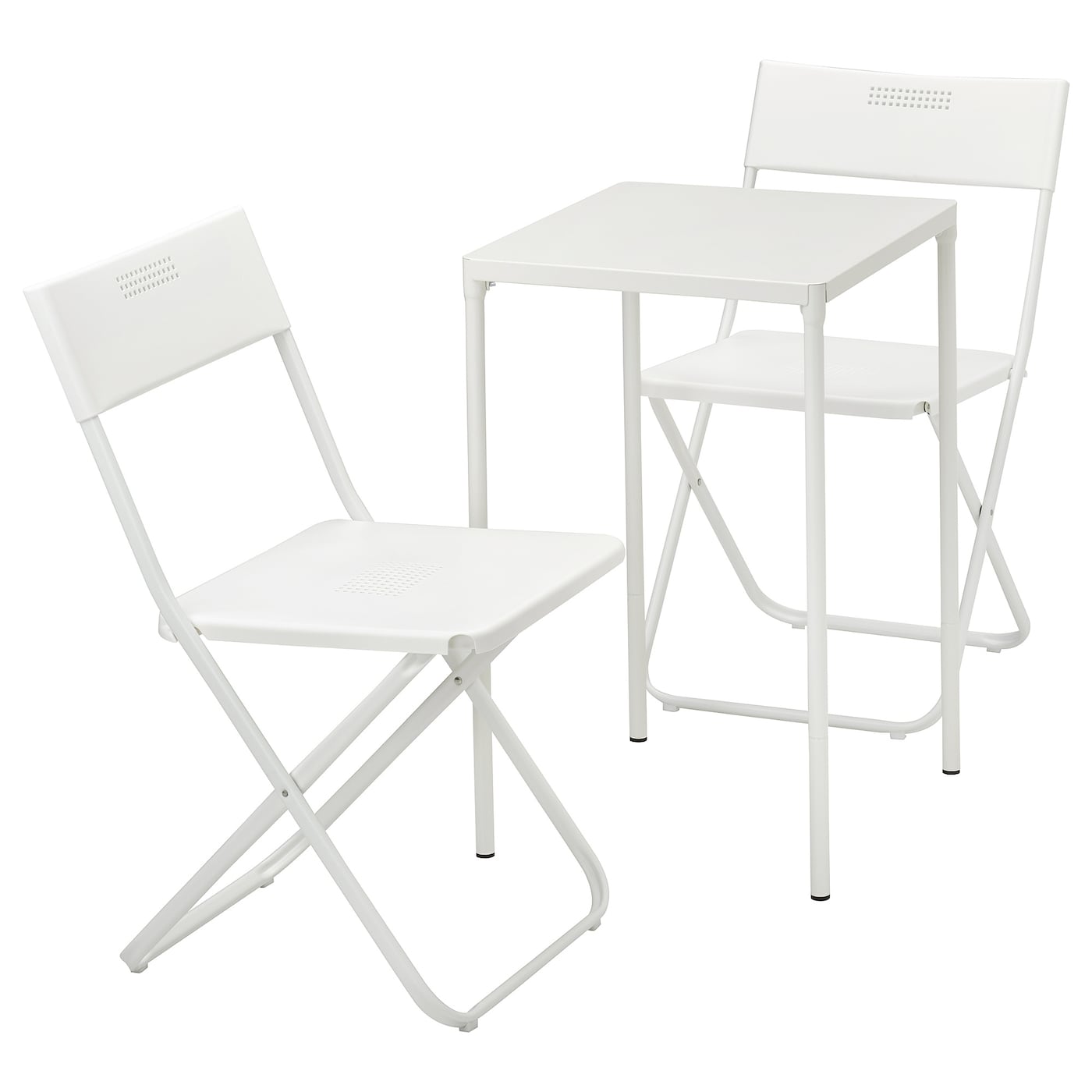 IKEA FEJAN Tavolo+2 sedie pieghevoli giardino bianco/bianco