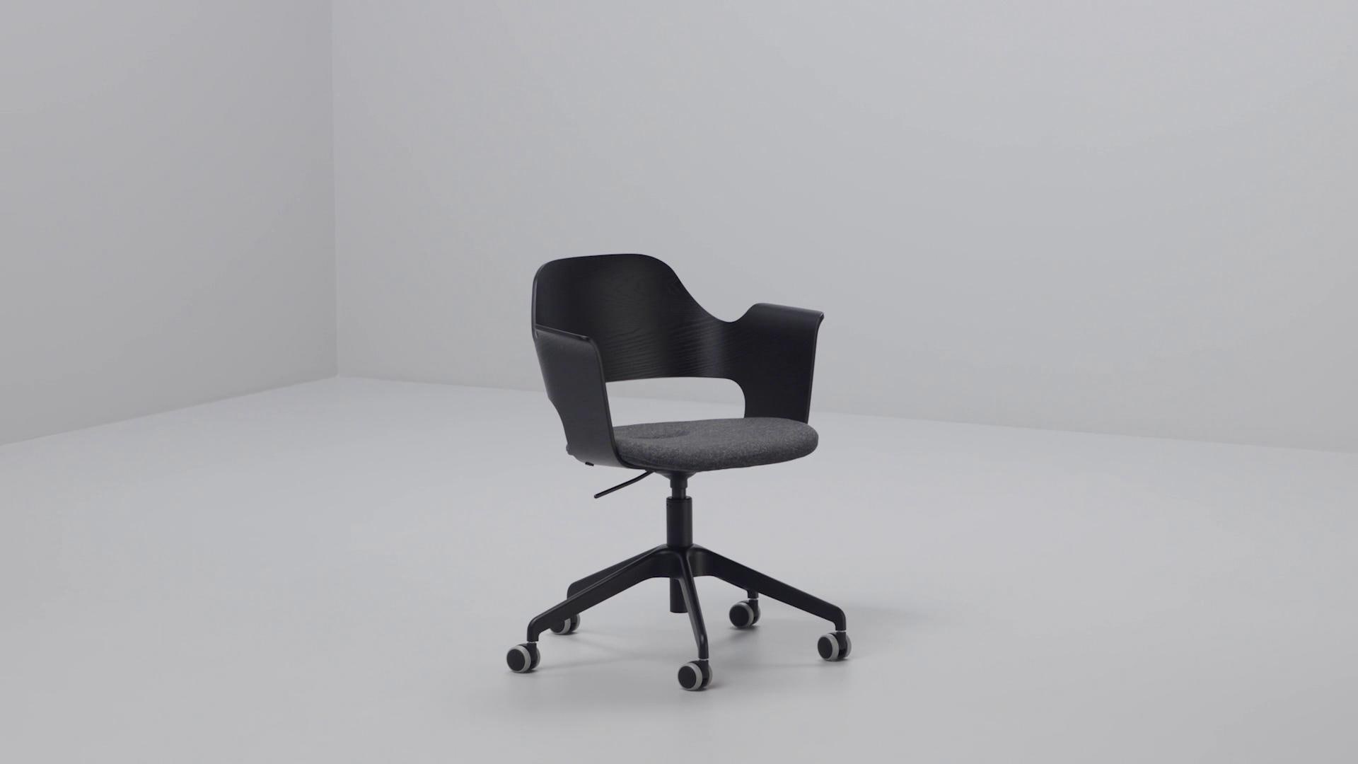 IKEA FJÄLLBERGET Sedia Per Riunioni Con Rotelle Impiallacciato Rovere Mord Bianco/Gunnared Beige