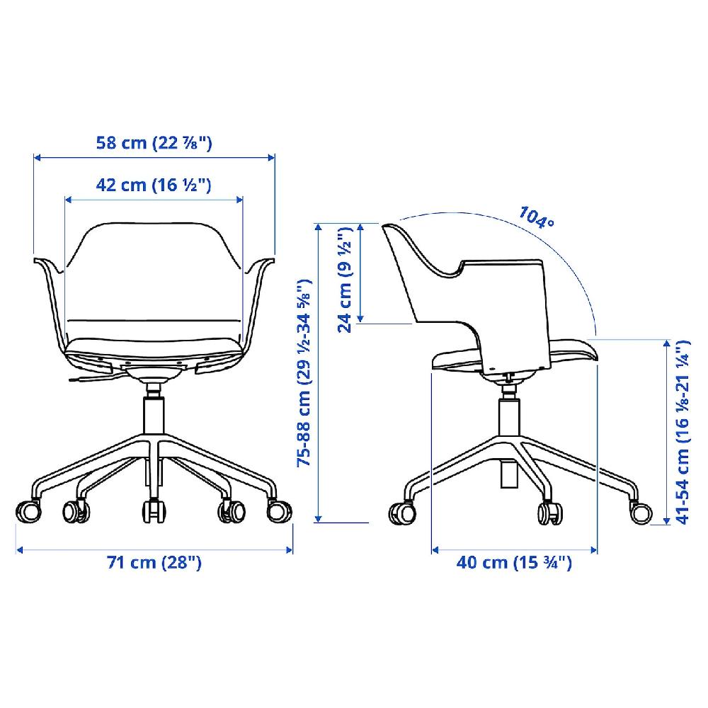 IKEA FJÄLLBERGET Sedia Per Riunioni Con Rotelle Impiallacciato Rovere Mord Bianco/Gunnared Beige
