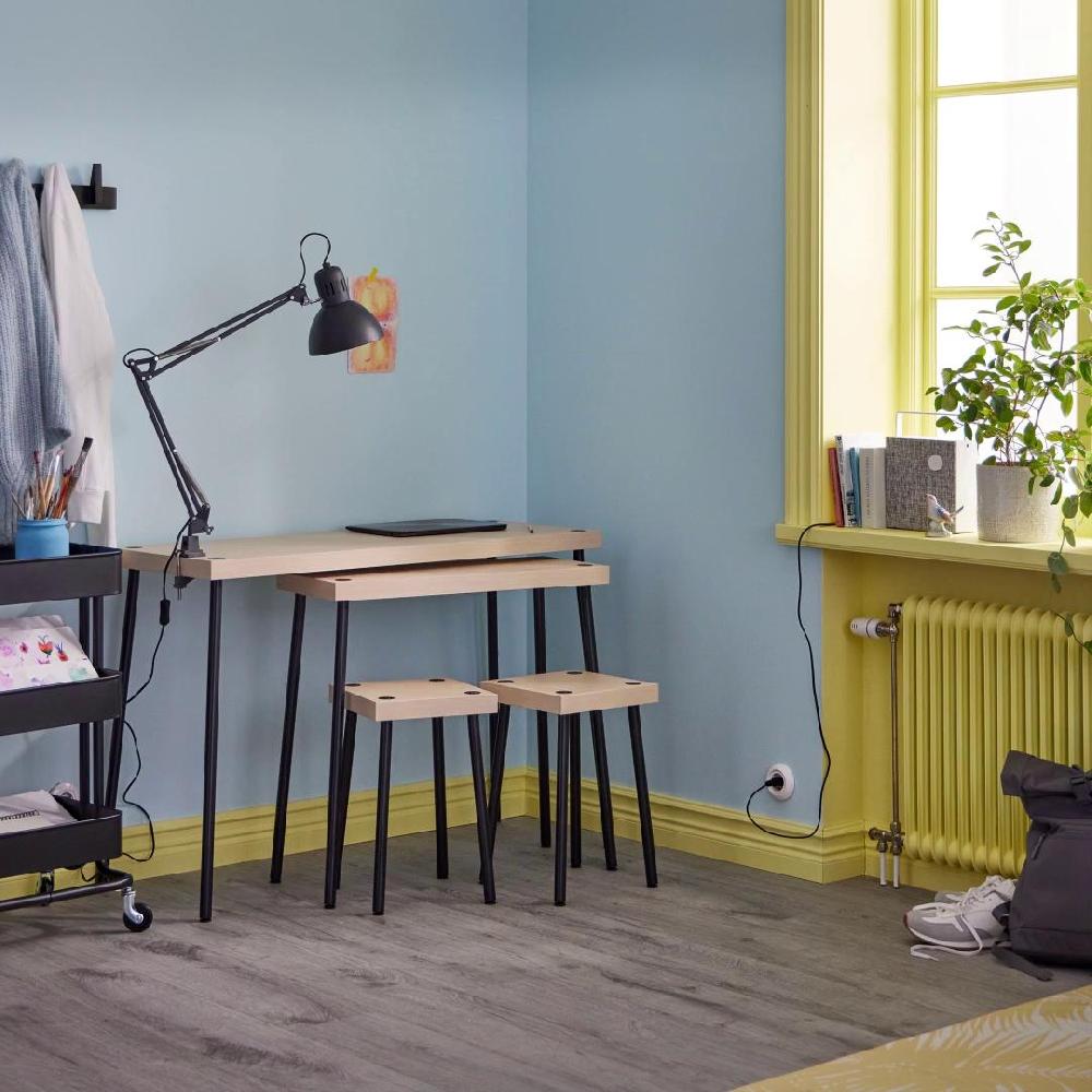 IKEA FRIDNÄS Set Di Tavoli E Sgabelli 4 Pezzi Nero/effetto Betulla