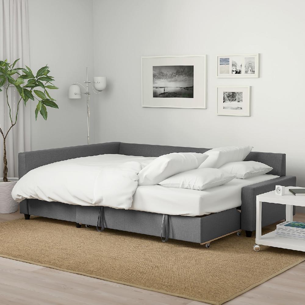 IKEA FRIHETEN / KLAGSHAMN Divano Letto Angolare/contenitore Skiftebo Grigio Scuro