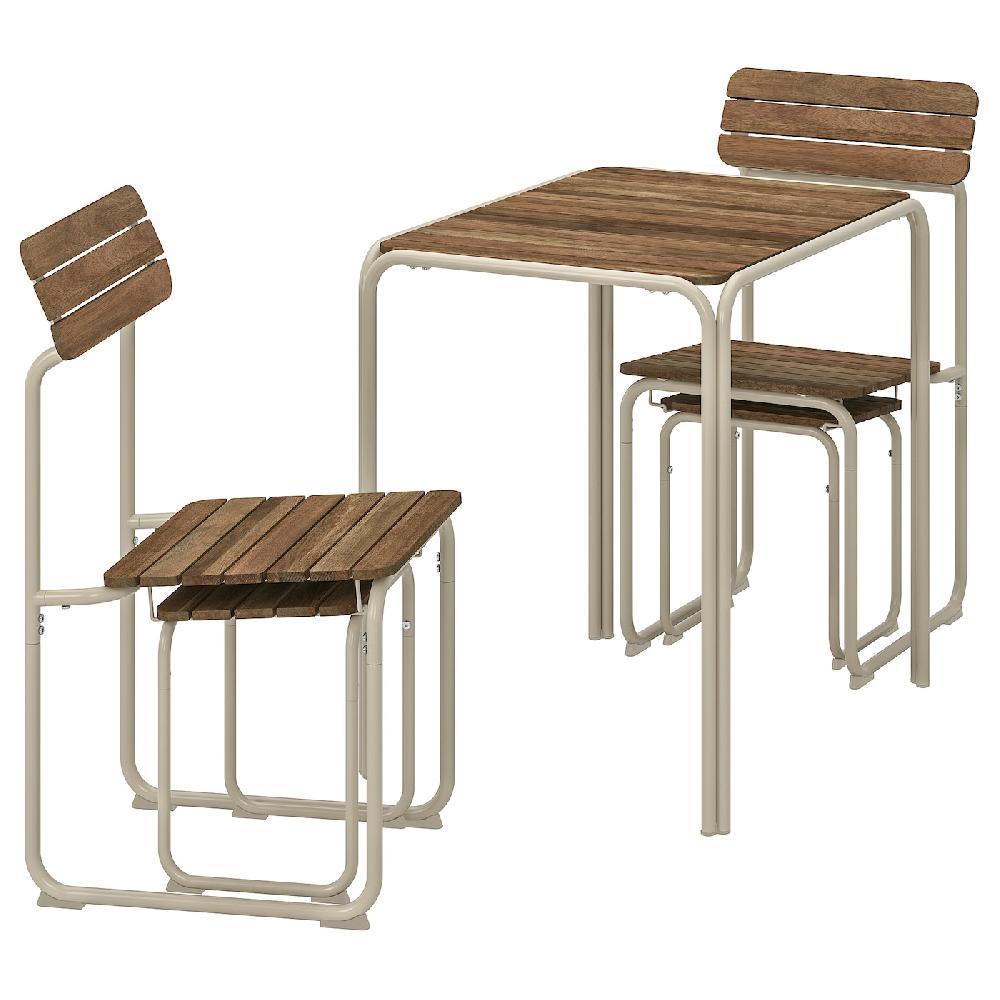 IKEA FURUÖN Tavolo con 2 sedie/2 poggiapiedi marrone/da esterno