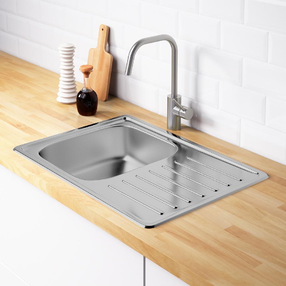 IKEA FYNDIG Lavello Incasso 1 Vasca/sgocciolat Inox 70x50 Cm