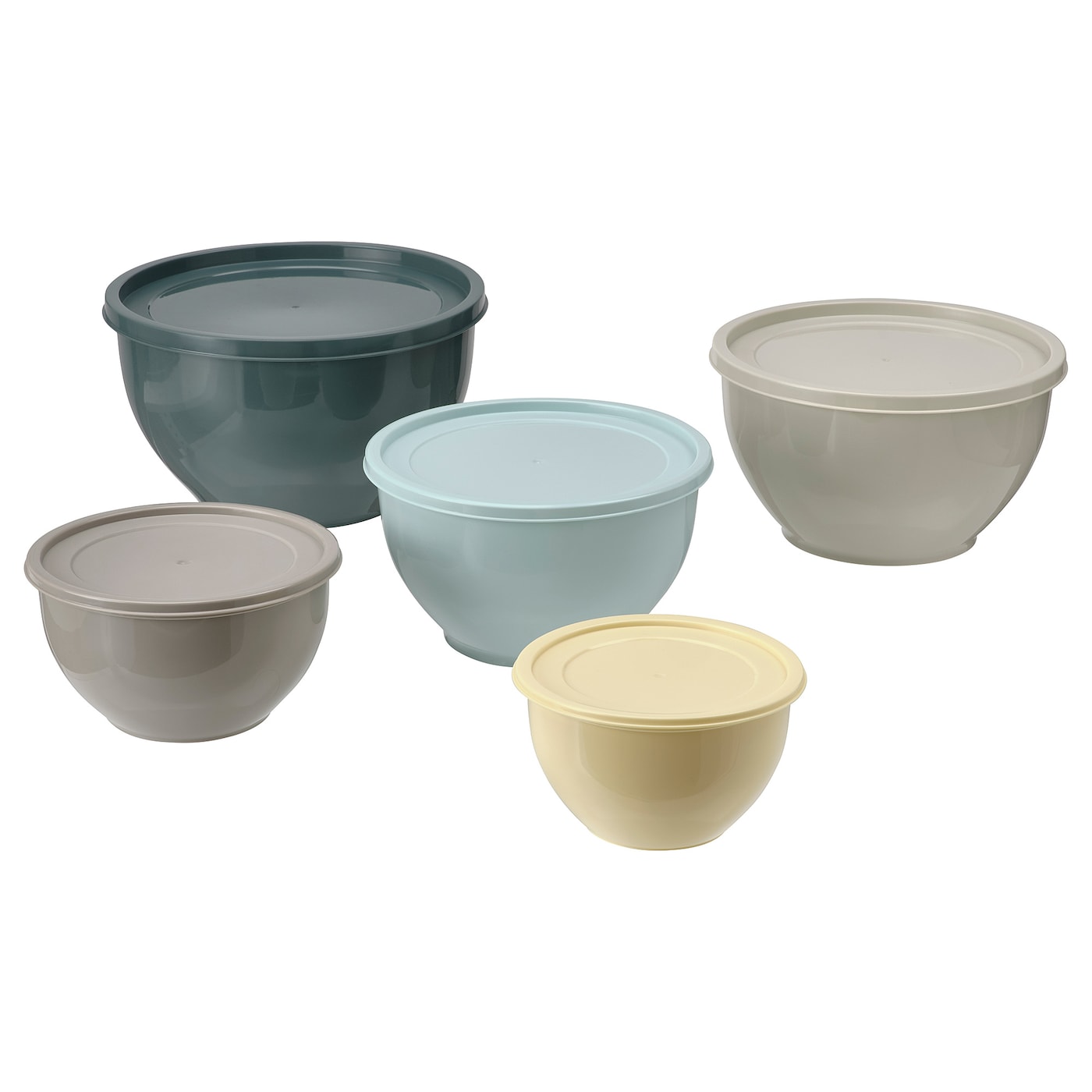 IKEA GARNITYREN Set di 5 ciotole con coperchio colori vari