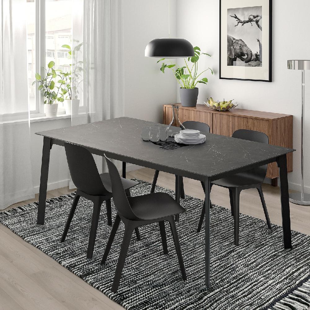 IKEA GILLANDA Tavolo Allungabile Nero/effetto Marmo Nero 180/240x100 Cm