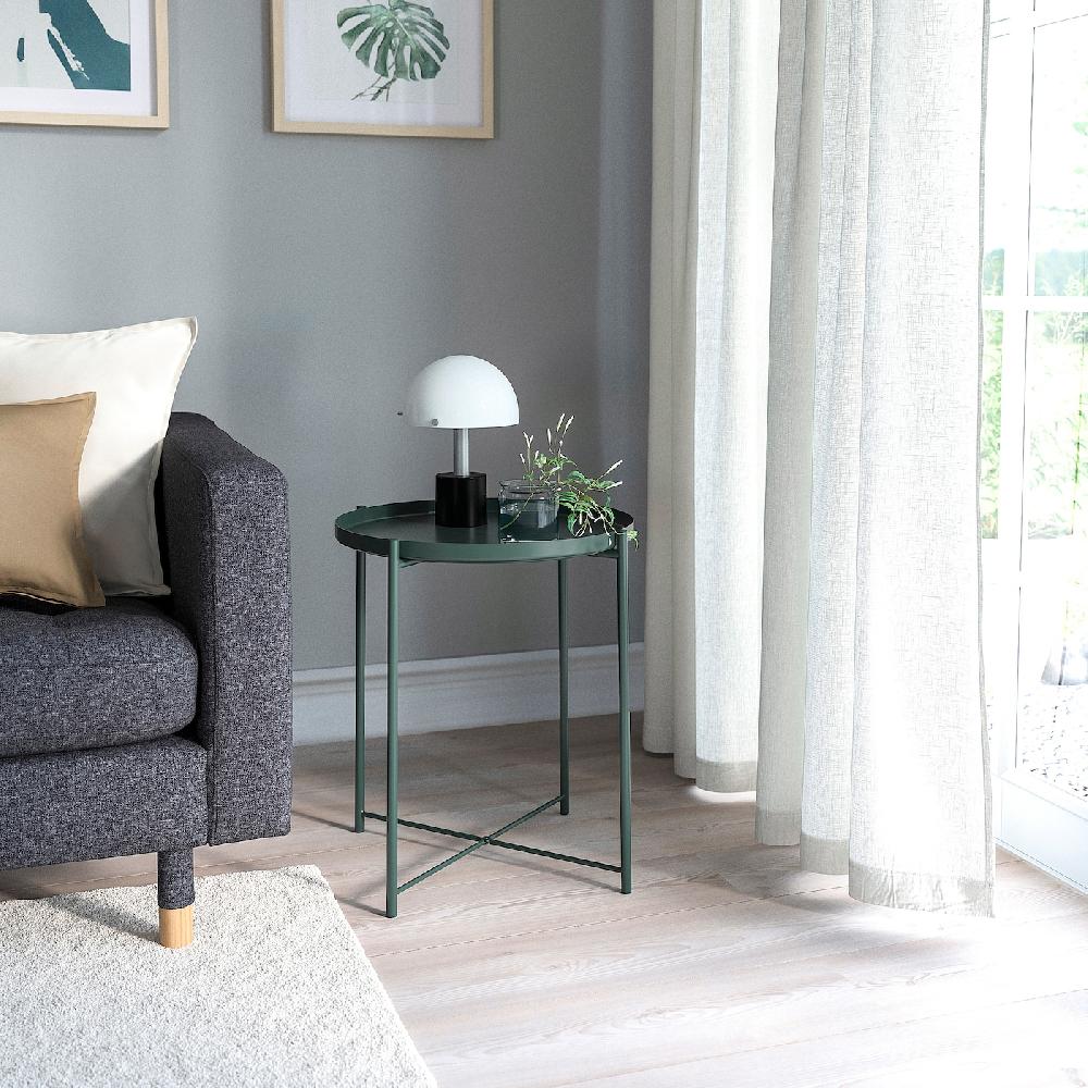 IKEA GLADOM Tavolino Vassoio Grigio Scuro-verde 45x53 Cm