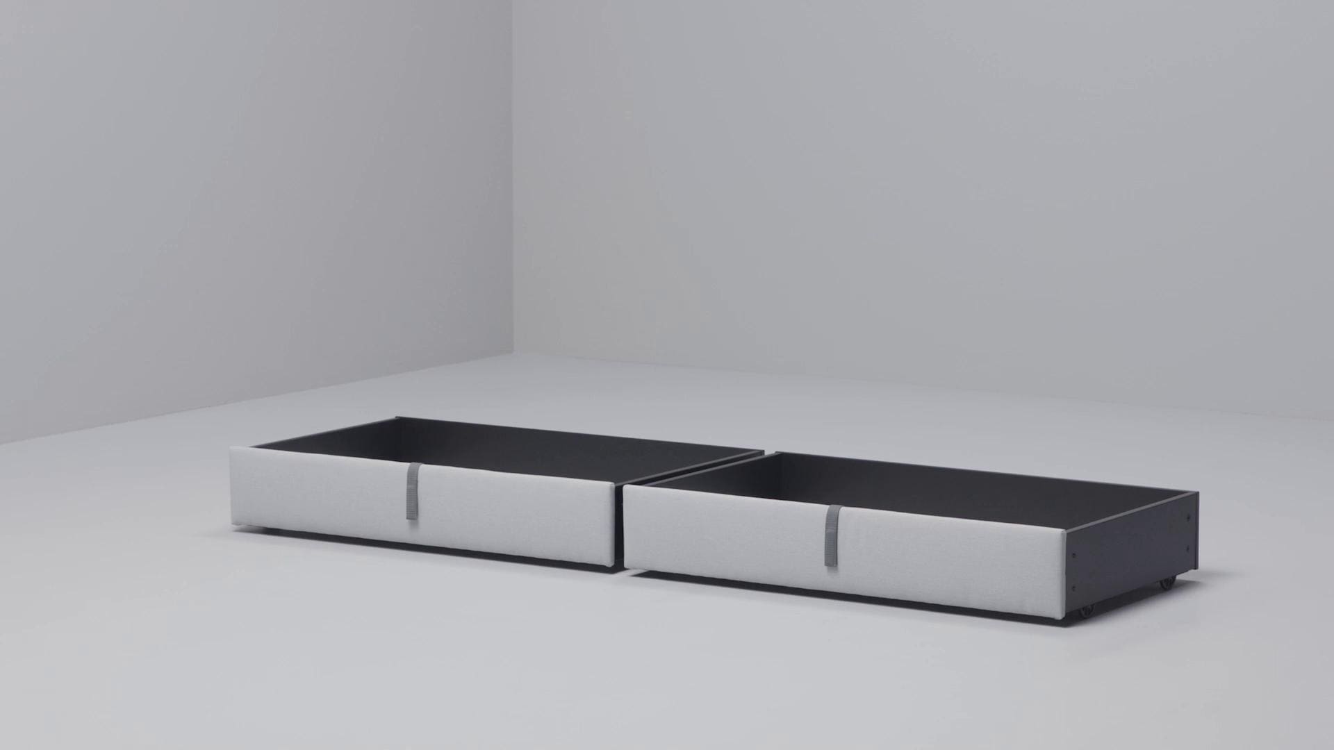 IKEA GLADSTAD Letto Imbottito 4 Contenitori Kabusa Grigio Chiaro 160x200 Cm