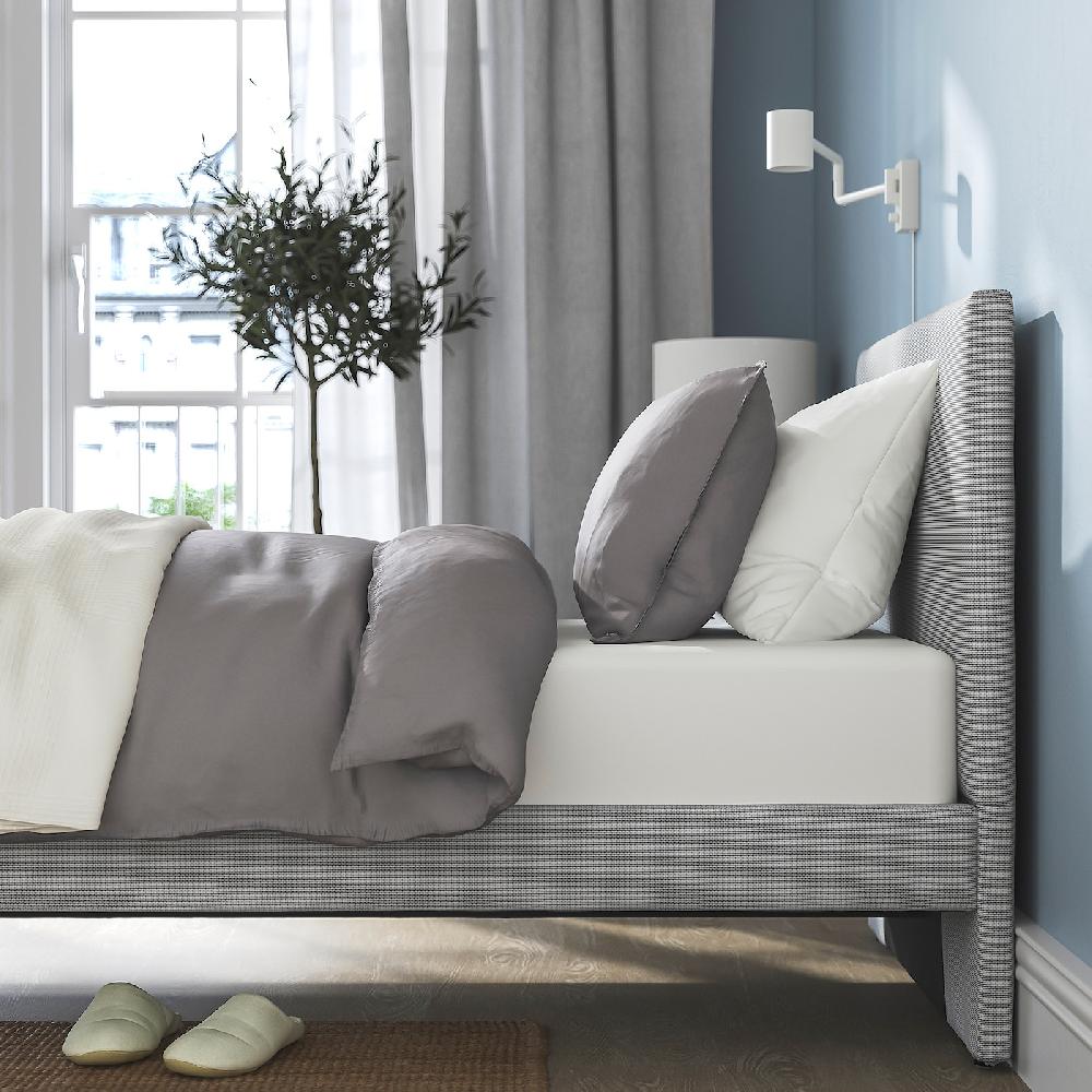 IKEA GLADSTAD Struttura Letto Imbottita Kabusa Grigio Chiaro 90x200 Cm