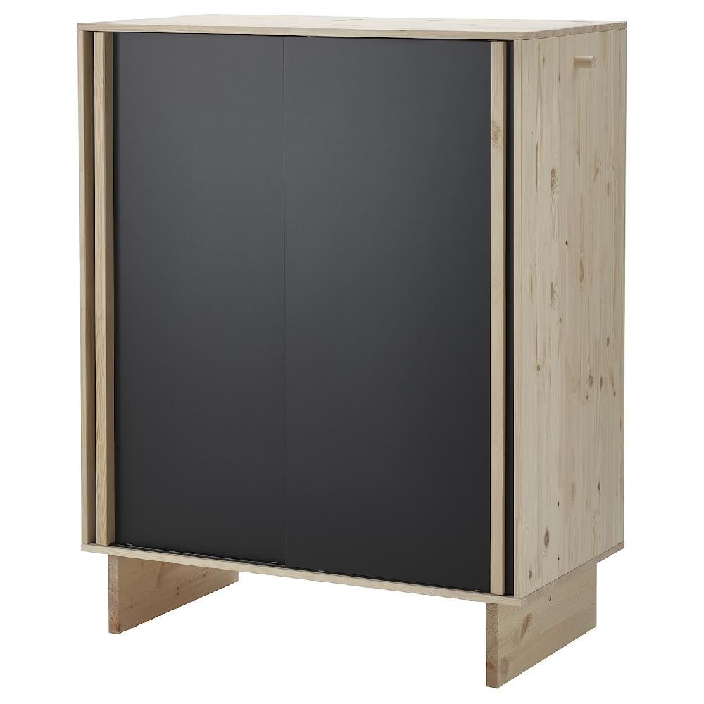 IKEA GLAMBERGET Guardaroba con 3 ante scorrevoli pino/nero 117x63x150 cm