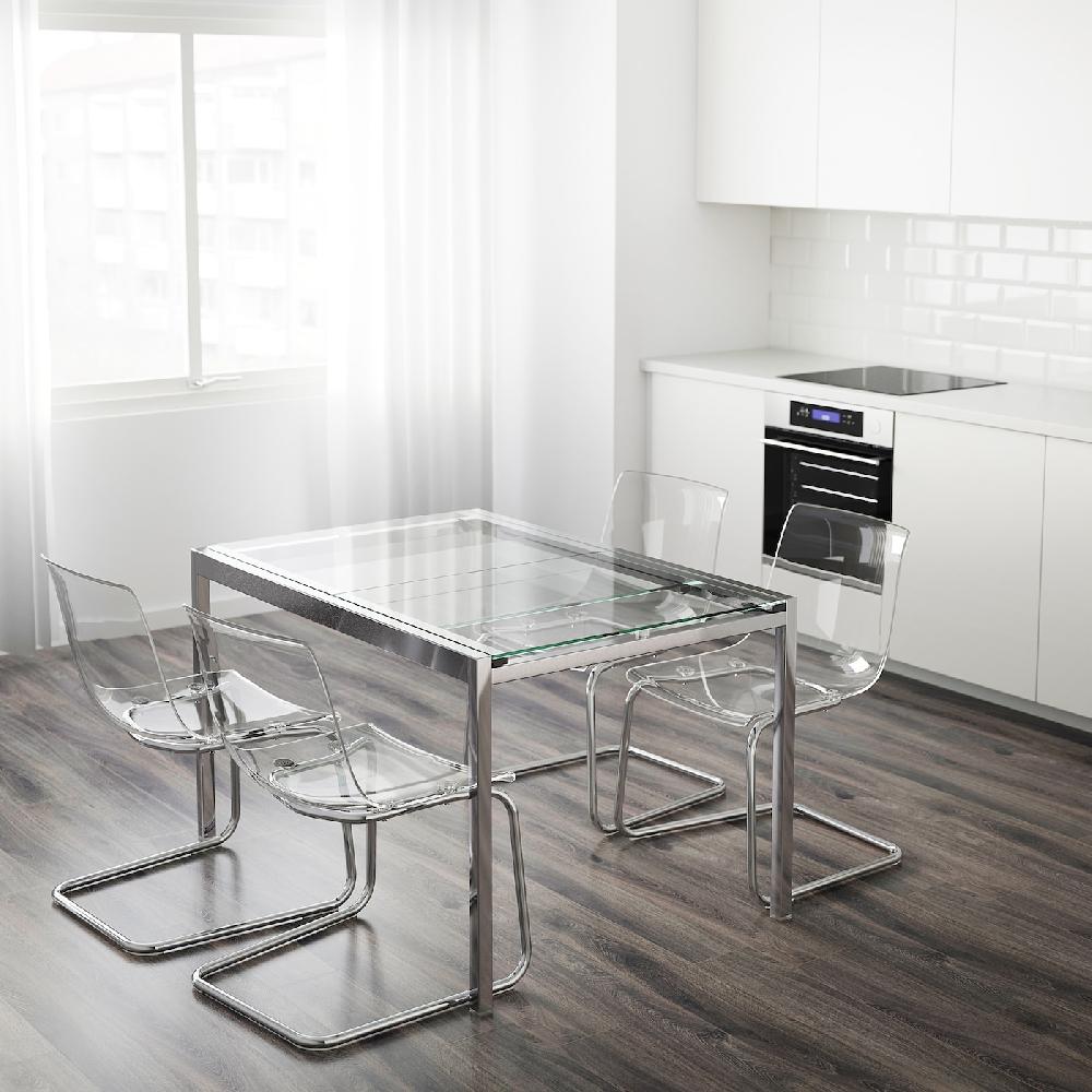 IKEA GLIVARP Tavolo Allungabile Trasparente/cromato 125/188x85 Cm
