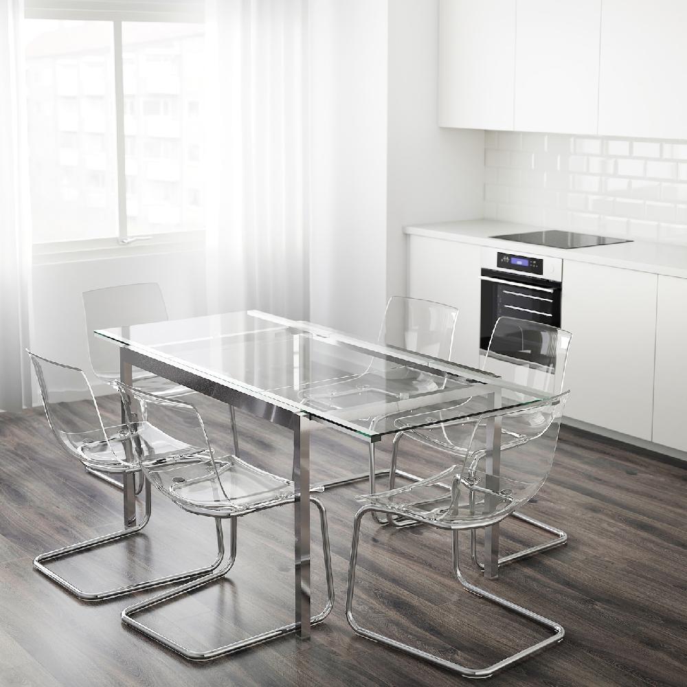 IKEA GLIVARP Tavolo Allungabile Trasparente/cromato 125/188x85 Cm