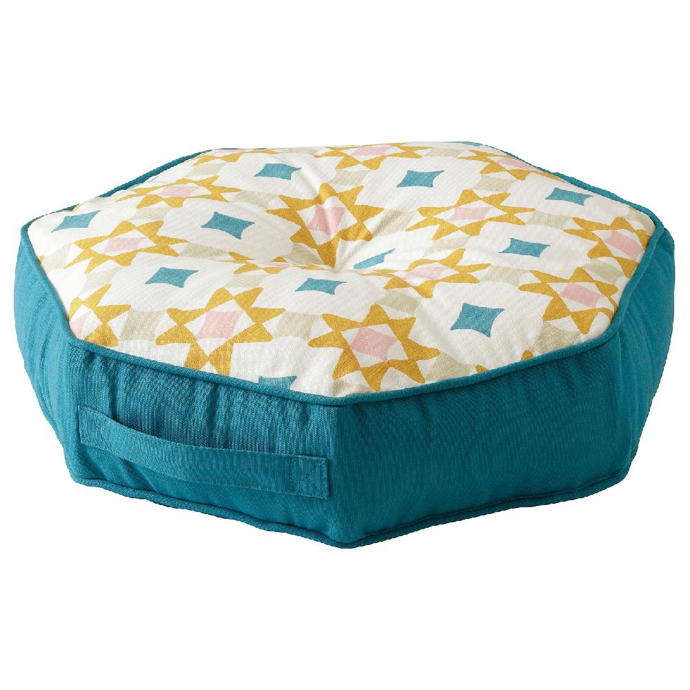 IKEA GOKVÄLLÅ Cuscino per pavimento blu/multicolore 45x45x10 cm