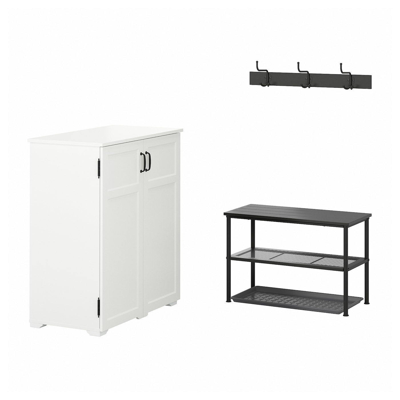 IKEA GREÅKER / NIPÅSEN Set mobili ingresso 4 pezzi bianco/nero